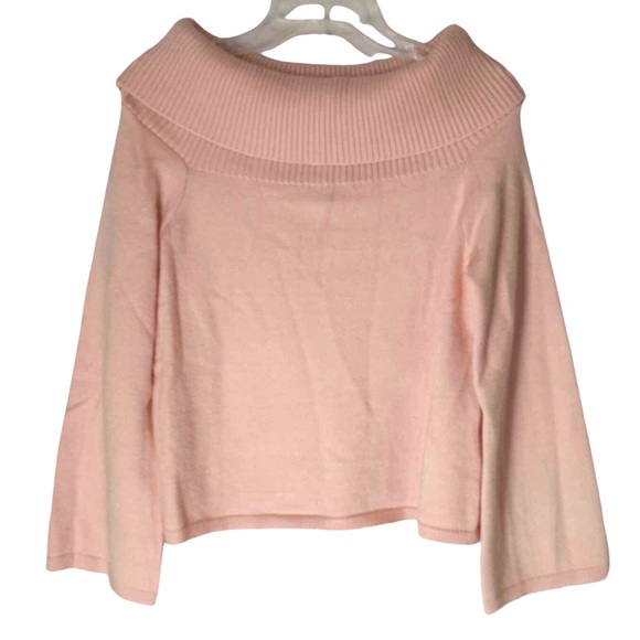 MINK PINK Off The Shoulder Long Flare Sleeve Kaia Sweater Size Large - Picture 2 of 7